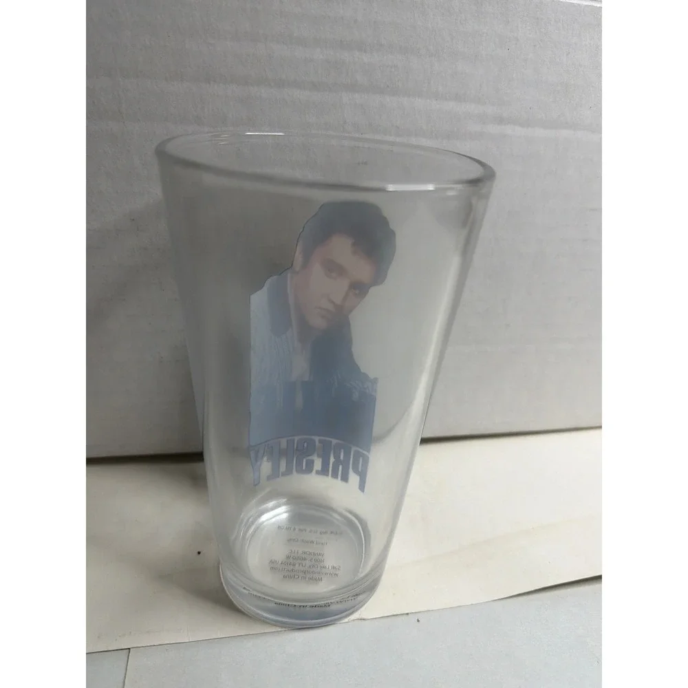 Elvis Presley Vandor Clear Glass‎ Pint Tumbler Blue Portrait Music Memorabilia